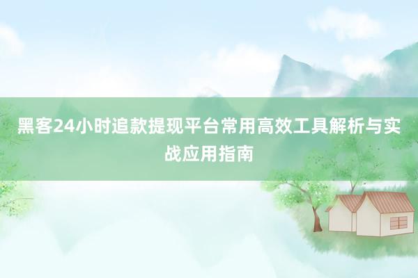 黑客24小时追款提现平台常用高效工具解析与实战应用指南