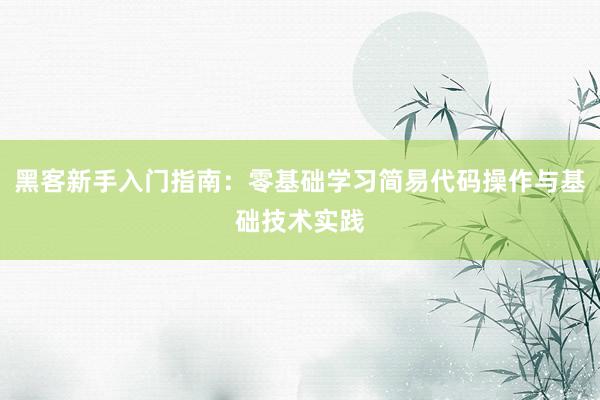 黑客新手入门指南：零基础学习简易代码操作与基础技术实践
