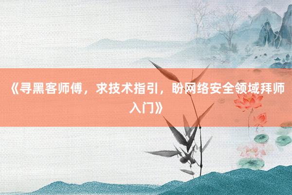 《寻黑客师傅，求技术指引，盼网络安全领域拜师入门》